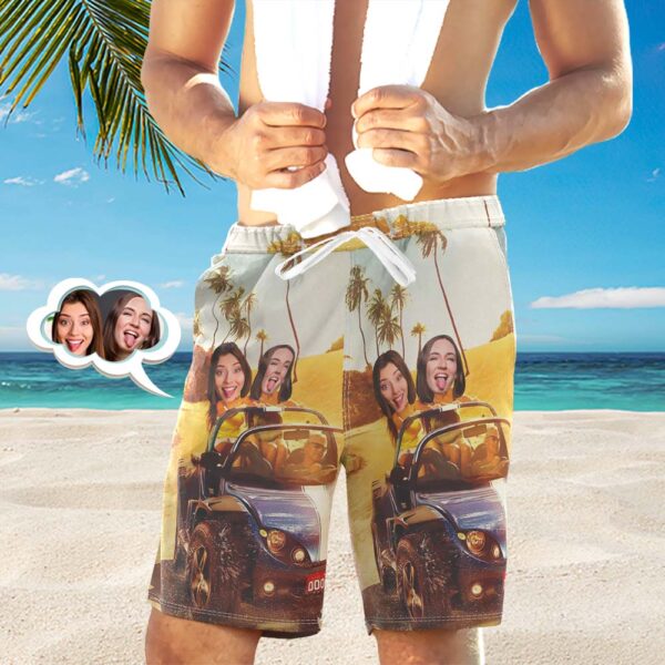 Custom Face Hawaiian Shorts for Men Gifts – Driving on the Beach