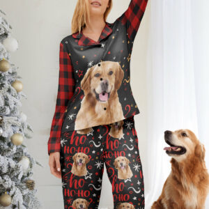Christmas Pajamas Personalized Womens Pajamas SetFunny Birthday Gift For Wife Mom Dog Mom Cat Mom Pet Lovers Plaid Pattern