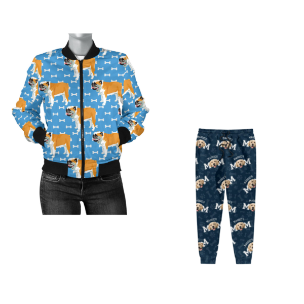 Combo Personalized 3D Bulldog Blue Breed Jacket and Sweatpants