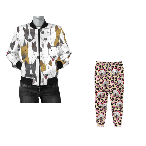 Combo Personalized Bull Terrier Prints Jacket and Sweatpants