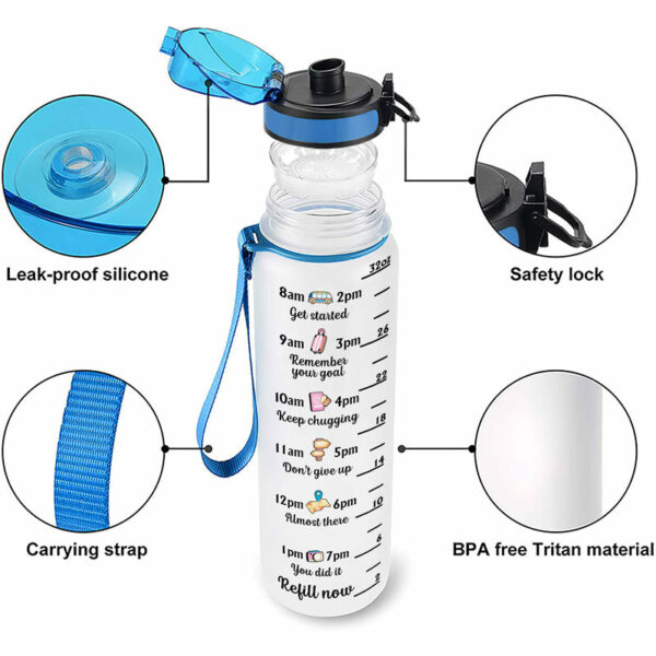 Drink Well Travel Often – Gift For Travel Lovers – Personalized Custom Water Tracker Bottle