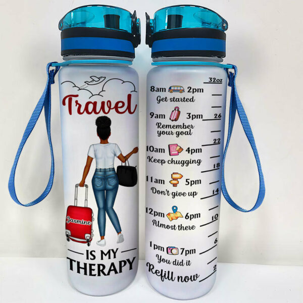 Drink Well Travel Often – Gift For Travel Lovers – Personalized Custom Water Tracker Bottle