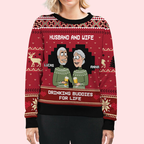 Drink Buddies – Personalized Custom All-Over-Print Sweater