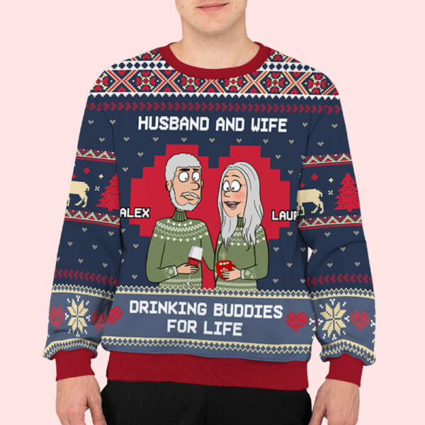 Drink Buddies – Personalized Custom All-Over-Print Sweater