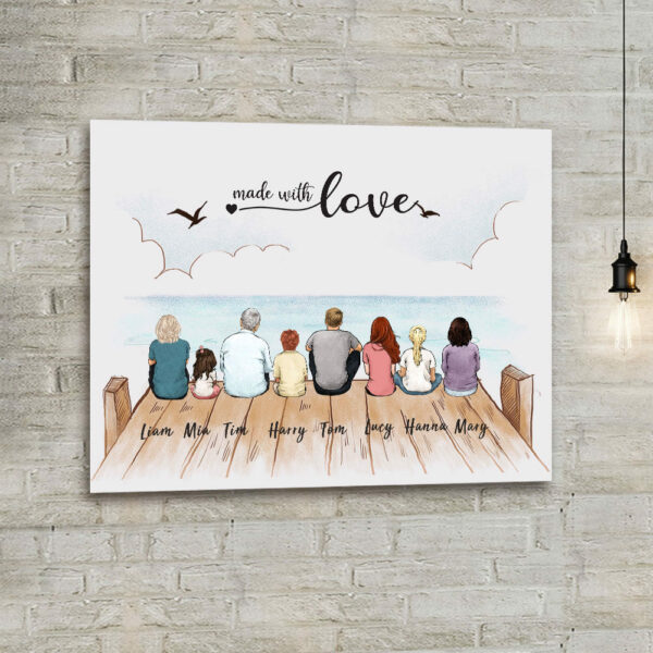Personalized gifts for the whole family Canvas Print with custom message – UP TO 8 PEOPLE