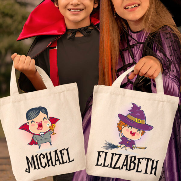 Trick Or Treat – Family Personalized Custom Tote Bag – Halloween Gift For Kid