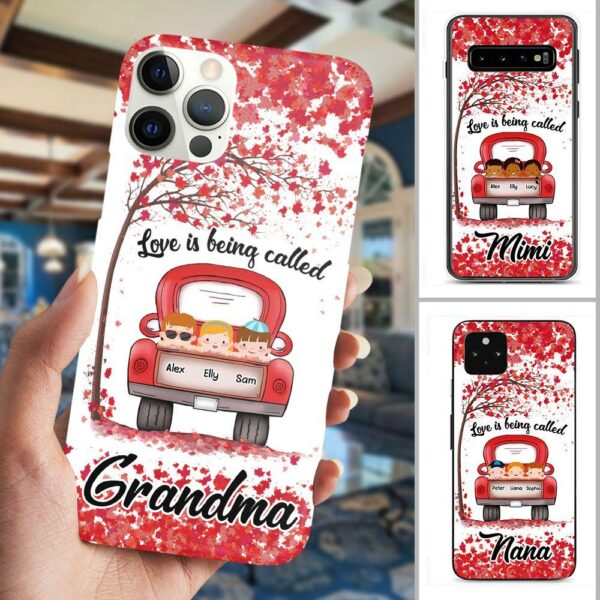 Gift For Mimi, Phone Case For Mimi, Grandma With Grandkids Autumn Personalized Phonecase