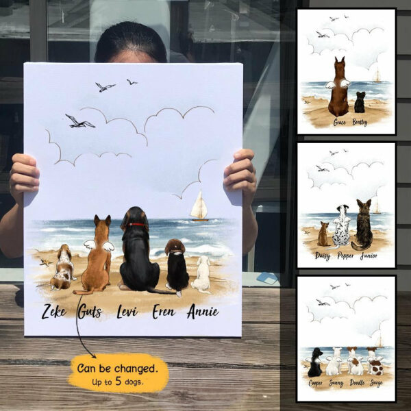 Personalized custom dog canvas print canvas art – Beach – 2387