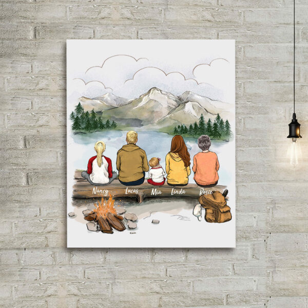 Personalized gifts for the whole family Canvas Print Wall Art – UP TO 5 PEOPLE – Mountain – Hiking – 2426