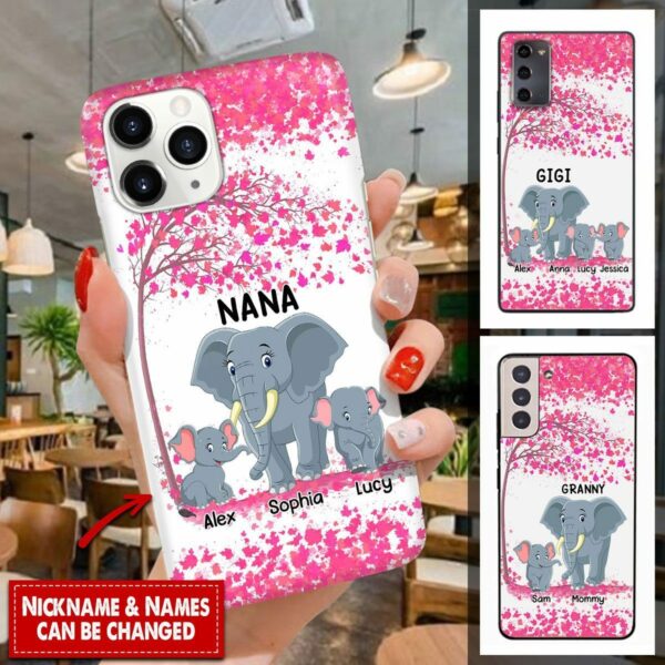 Personalized Phone Case Gift For Nan, I Love Family Phonecase Elephant Grandma Grandkids