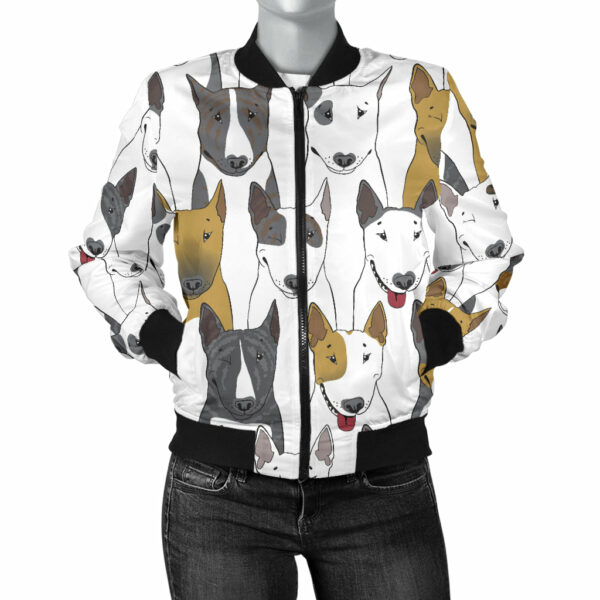 Bull Terriers Pattern Print Design 03 Women’s Bomber Jacket