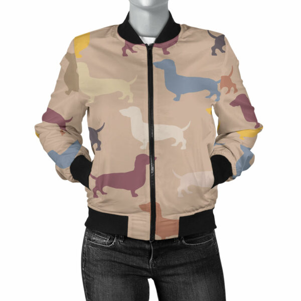 Dachshund Pattern Print Design 03 Women’s Bomber Jacket