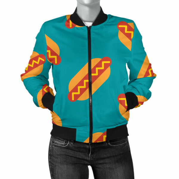 Hot Dog Pattern Print Design 03 Women’s Bomber Jacket