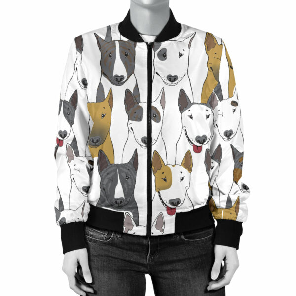 Bull Terriers Pattern Print Design 03 Women’s Bomber Jacket