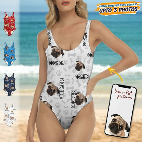 Custom Dog Photo With Accessory Pattern Swimsuit