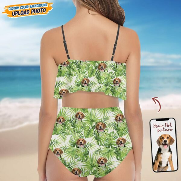 Custom Dog Photo With Pattern Bikini Swimsuit