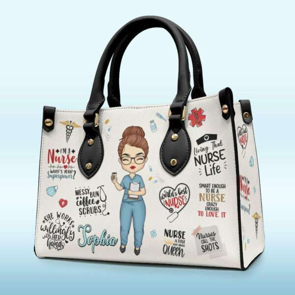 You Are Our Angels In Scrubs – Nurse Personalized Custom Leather Handbag – Appreciation, Thank You Gift, Nurse Life, Doctor Life