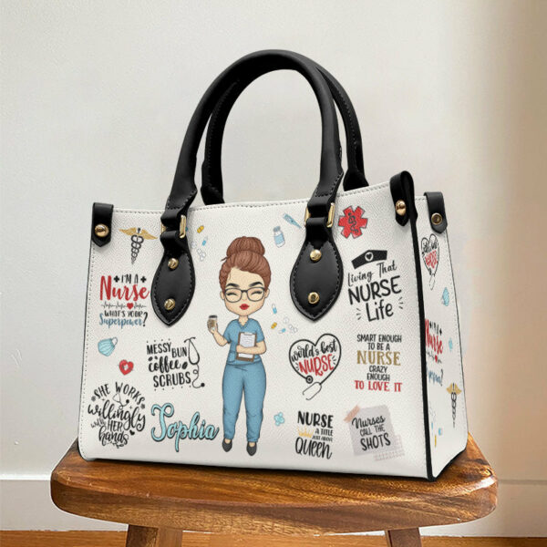 You Are Our Angels In Scrubs – Nurse Personalized Custom Leather Handbag – Appreciation, Thank You Gift, Nurse Life, Doctor Life