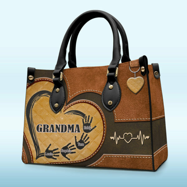 Grandma, We Always Love You – Family Personalized Custom Leather Handbag – Gift For Grandma